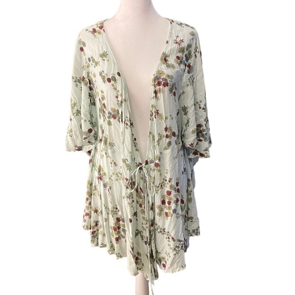 Gillia Hawaii Women Floral Wrap Mini Dress Cover Up V Neck Rayon LT pink White S - Picture 6 of 11